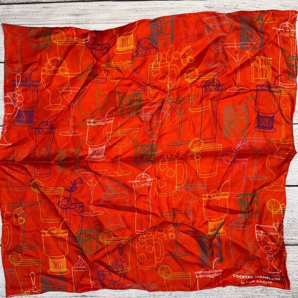 Mark Addison Men's 100% Silk Cocktail Party Pocket Square Vibrant Orange Print - Picture 4 of 7